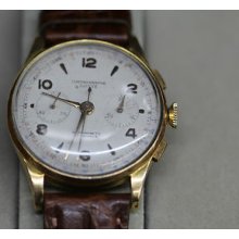 Vintage Chronographe Suisse Antimagnetic 17 Jewel 18k Gold Watch