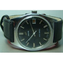 Vintage Enicar Winding Star Jewels Date Mens Black Dial Watch Y267 Used Antique