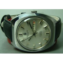 Vintage Favre Leuba Auto Duomatic Day Date Mens Watch Silver Dial 59993 Antique