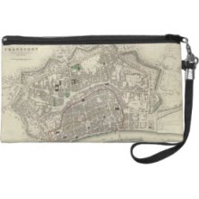 Vintage Map of Frankfurt Germany (1837) Wristlet Clutches