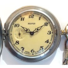 Vintage Molnija (molnia) Cal. 3602 Full Hunter Pocket Watch 18 Jewels Ussr Made