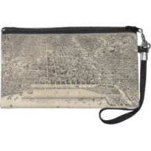 Vintage Pictorial Map of Chicago (1916) Wristlet Purse