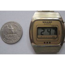Vintage Rare Digital Sharp Men's Watch Quartz Gold Tone Collectible As Is
