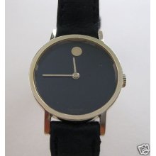 Vintage Round Museum Movado Swiss Manual Wind Watch 18k Gp Original Band