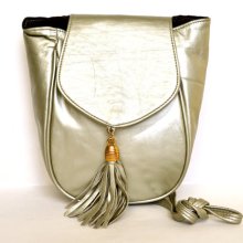 Vintage Tassel Silver Metallic Leather Shoulder Bag