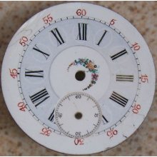 Vintage Two Tones & Painted Pocket Watch Enamel Dial 40 Mm. In Diameter