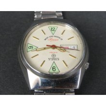 Vintage West End Watch Co Prima Swiss Eta Ss Steel Day Date Automatic Mens Watch