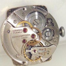 Vtg Running Roamer Mst Cal 372 17 Jewel 17j Part Watch Movement Dial Hands Runs