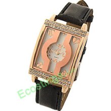 Watchband Rectangle Golden Watch Case Ladies' Quartz Wrist Watch
