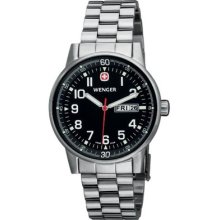Wenger Men's 70163 Commando Day Date Xl Black Dial Steel Bracelet Watch