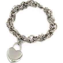West Coast Jewelry Heart Charm Double Chain Bracelet