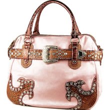 Western Style Fashion Designer Inspired Satchel Handbag Purse Pink