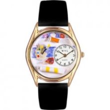 Whimsical Watches - C-0410001 - Whimsical Womens Artist Black Leather