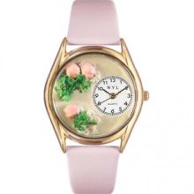 Whimsical Watches C-1210005 Womens Roses Pink Leather And Goldtone Watch