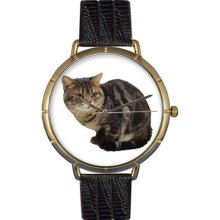 Whimsical Watches Unisex American Shorthair Cat Photo Watch with Black Leather
