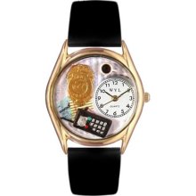Whimsical Womens Police Officer Black Leather Watch #557591
