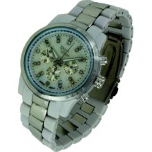 White Acrylic White Face Bezel Silver Link Band Bracelet Watch