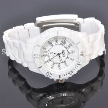 White Analog Quartz Womens Ladies Wrist Plastic Band Bracelet Gift Watch S72