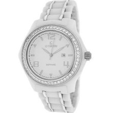 White Ceramic Watch Le Chateau With White Stones-5867mss-wht