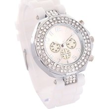 White Stylish Silicone Gel Watch Unisex Jelly Candy Wrist Watch