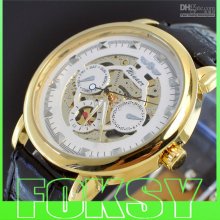 Winner Watch Men Watches Mechanical Pu Leather Luxury Watch Gold Shi