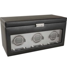 Wolf Designs 456302 Module 2.7 Triple Watch Winder With Cover, Storage And Travel Case
