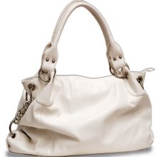 Women Chain Accented Shoulder Bag Handbag White