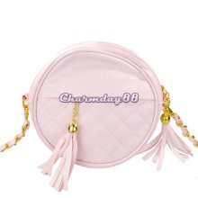 Women Fashion Synthetic Leather Small Bag Tassel Shoulder Bag Handbag C1my
