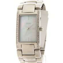 Womens DKNY Donna Karan Stainless Steel Dress MOP Dial Crystal Watch N