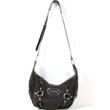 Womens Guess Handbag Studded Buckle Hobo Shoulder Bag Purse