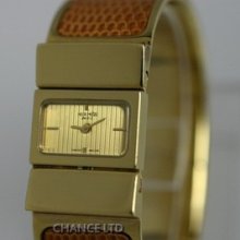 Womens Hermes Gold Loquet Brown Bangle Wrist Watch Great Condition