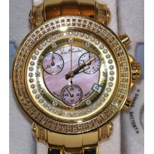 Womens Joe Rodeo Rio Pink Dial Gold Tone Jro15 1.25ct.apx.real Diamond Watch