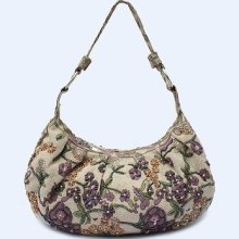 Women's Linen Beaded Embroider Handbag Shoulder Bag