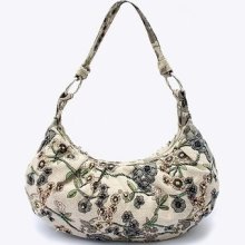 Women's Linen Beads Embroider Handbag Shoulder Bag