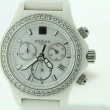 Women's Zodiac Air Dragon Zs7624 White Resin W/ Crystal Rubber Strap Watch
