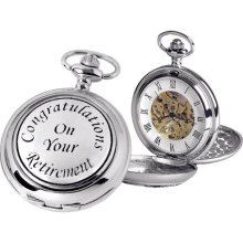 Woodford Skeleton Pocket Watch, 1883/Sk, Men's Chrome-Finished Retirement Congratulations Pattern With Chain (Suitable For Engraving)