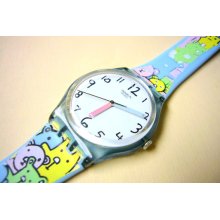 Wristwatch Wrist Watch Swatch Baby Blue Teddy Bear watch Fashionable Swiss watch