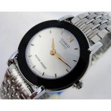 100% Genuine Casio Analog Ladies Quartz White Dial Silver Steel Watch Lq-391-7a