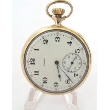 10k Goldfill Elgin Pocket Watch Half Hunter Case,s12,17j,double Roller, Run