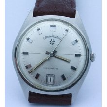 1950s Rare Lord Elgin Micromatic Mens Stainless 17j Swiss Made Calendar Watch