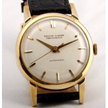 1950's Vintage Ulysse Nardin 14k Yellow Gold Automatic Swiss Made Chronometer