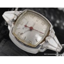 1960 Bulova 10k Rgp 17j Ladies Dress Watch Silver Tone 6bmc For Parts Or Repair