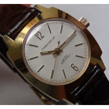 1975 Bulova Swiss Made Gold Interesting Dial Fully Signed Watch w/ Strap - Mint