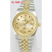 2012 China Men Sport Watch Quartz Gold Dial Bezel Reginald Stainless