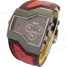 2012 Men Boy Wrist Watch Leather Band Unique Design Digital Red Watch