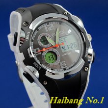 2013 Ohsen Analog & Digital Alarm Mens Outdoor Sport Waterproof White Watch