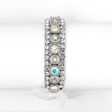 3 Piece Bezel Set AB Crystal Stretch Bracelet for Wedding, Prom, Quin
