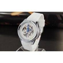 4 Color Men's Sports Skeleton Automatic W/watch Hollow Silicone Band Goer Xmas
