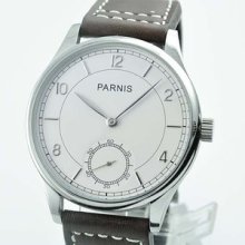 44mm Parnis Special6 White Dial Hand Winding 6498 Mens Watches X007-d