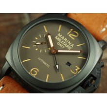 47mm 1950 Case Brown Marina Militare Gmt Watch